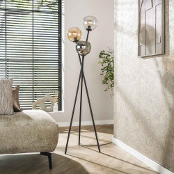 Lampadaire moderne 3 lampes en verre tricolore Essine