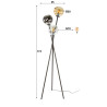 Lampadaire moderne 3 lampes en verre tricolore Essine