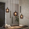 Suspension moderne 7 lampes en verre brun Broz