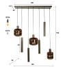 Suspension moderne 7 lampes en verre brun Broz
