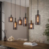 Suspension moderne 6 lampes en verre brun Sepia