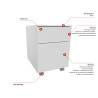 Caisson de bureau mobile en métal 2 tiroirs Opaline