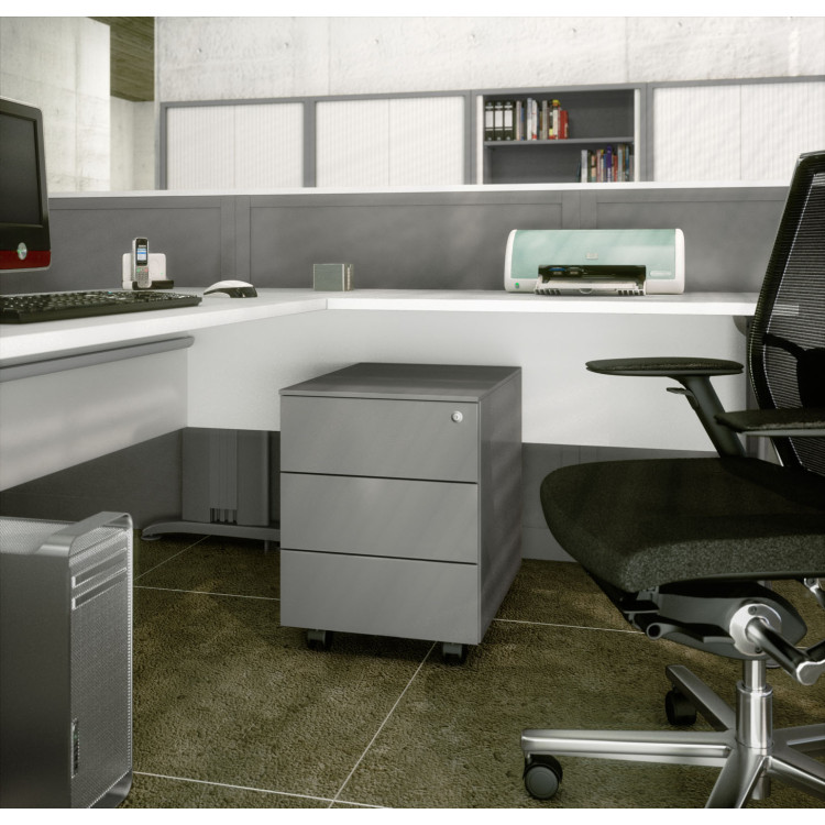 Caisson de Bureau Moderne - 3 Tiroirs pour Dossiers Suspendus - Bleu