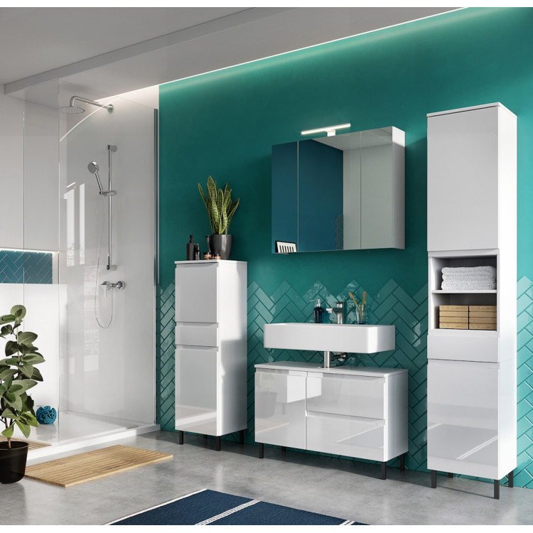 Ensemble de salle de bain 4 éléments blanc brillant Salsa