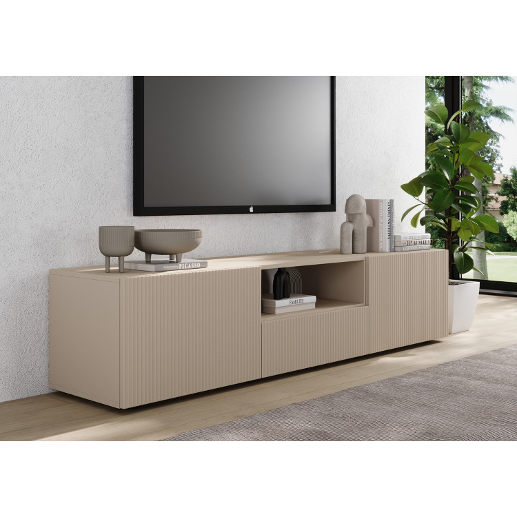 Meuble TV moderne 184 cm coloris cachemire Janeiro