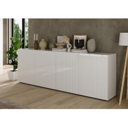 Buffet/bahut moderne 241 cm laqué blanc brillant Janeiro