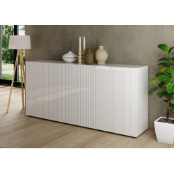 Buffet/bahut moderne 3 portes laqué blanc brillant Janeiro