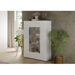 Vitrine moderne 121 cm laquée blanc brillant Janeiro