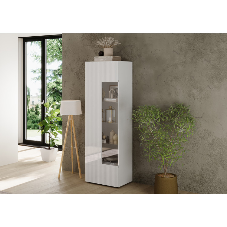 Vitrine moderne 60 cm laquée blanc brillant Janeiro