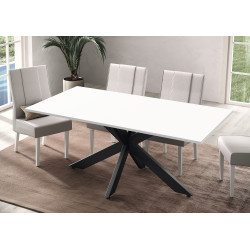 Table de salle à manger moderne blanc laqué/noir Hyder