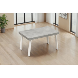Table de salle à manger moderne béton/blanc Fontana
