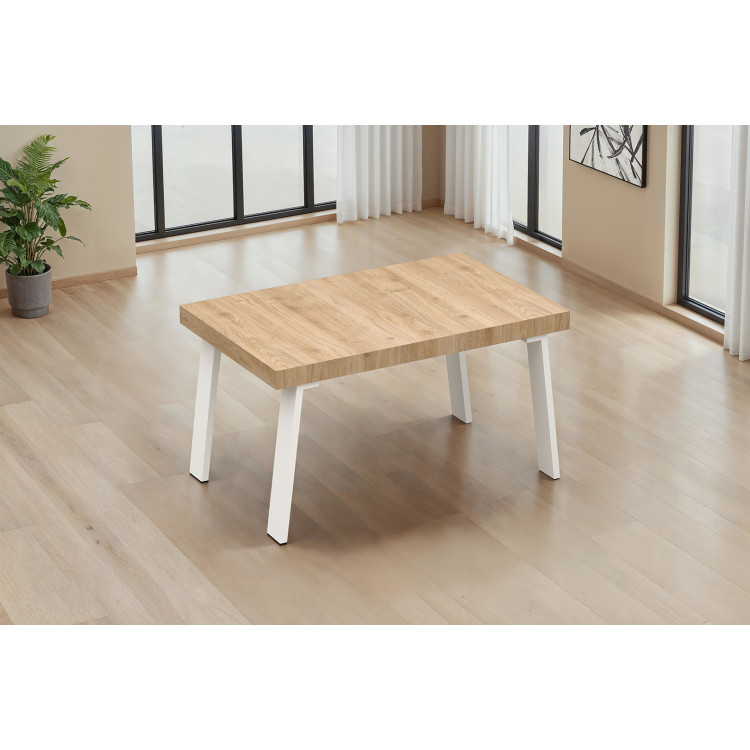 Table de salle à manger moderne chêne clair/blanc Fontana