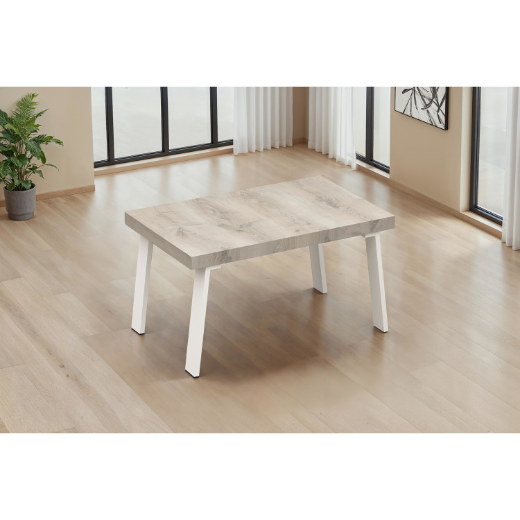 Table de salle à manger moderne chêne pin/blanc Fontana