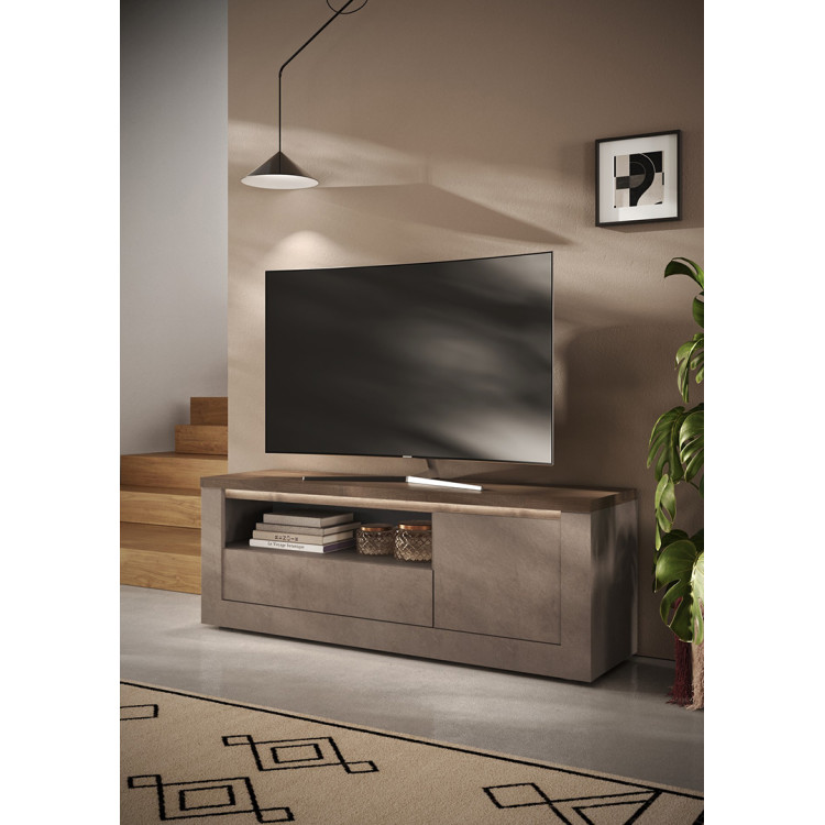 Meuble TV moderne 160 cm bronze/mercure Isia