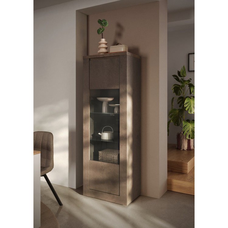 Vitrine moderne 67 cm bronze/mercure Isia
