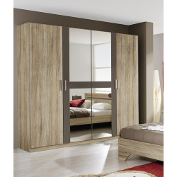 Armoire adulte contemporaine 226 cm blanc/gris Carla