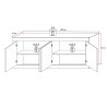 Buffet/bahut moderne 207 cm laqué blanc brillant Agathe