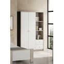 Armoire enfant contemporaine 135 cm chêne ivoire/blanc Enora
