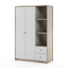 Armoire enfant contemporaine 135 cm chêne ivoire/blanc Enora