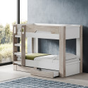 Lit superposé enfant contemporain chêne ivoire/blanc Enora