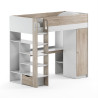Lit mezzanine enfant contemporain chêne ivoire/blanc Enora