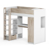 Lit mezzanine enfant contemporain chêne ivoire/blanc Enora