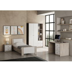 Chambre enfant complète contemporaine chêne ivoire/blanc Enora