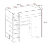 Lit mezzanine enfant contemporain chêne ivoire/blanc Enora