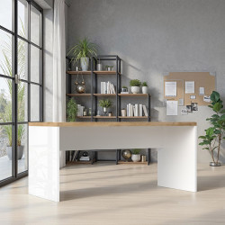 Bureau droit moderne blanc laqué/chêne Daisy