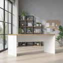 Bureau droit moderne blanc laqué/chêne Daisy