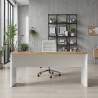 Bureau droit moderne blanc laqué/chêne Daisy
