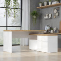 Bureau d'angle moderne blanc laqué/chêne Daisy