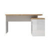 Bureau d'angle moderne blanc laqué/chêne Daisy
