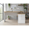 Bureau d'angle moderne blanc laqué/chêne Daisy