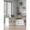 Bureau droit moderne avec caisson blanc laqué/chêne Daisy