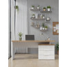 Bureau droit moderne avec caisson blanc laqué/chêne Daisy