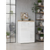 Armoire de bureau moderne H 115 cm blanc laqué/chêne Daisy
