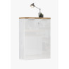Armoire de bureau moderne H 115 cm blanc laqué/chêne Daisy