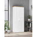 Armoire de bureau moderne H 190 cm blanc laqué/chêne Daisy