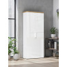 Armoire de bureau moderne H 190 cm blanc laqué/chêne Daisy