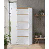 Armoire de bureau moderne H 190 cm blanc laqué/chêne Daisy