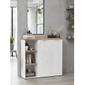 Armoire combinée de bureau moderne blanc laqué/chêne Daisy