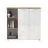 Armoire combinée de bureau moderne blanc laqué/chêne Daisy