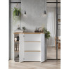 Armoire combinée de bureau moderne blanc laqué/chêne Daisy