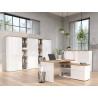 Armoire combinée de bureau moderne blanc laqué/chêne Daisy