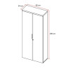Armoire de bureau moderne H 190 cm blanc laqué/chêne Daisy