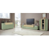 Meuble TV moderne 240 cm vert sauge/chêne Corso