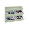 Meuble à chaussures 120 cm vert sauge/chêne Maeva