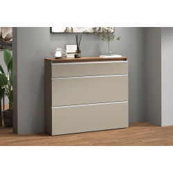 Meuble à chaussures 120 cm taupe/chêne wotan Maeva