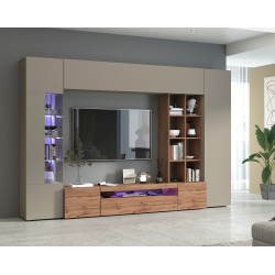 Banc TV moderne taupe/chêne wotan Keops